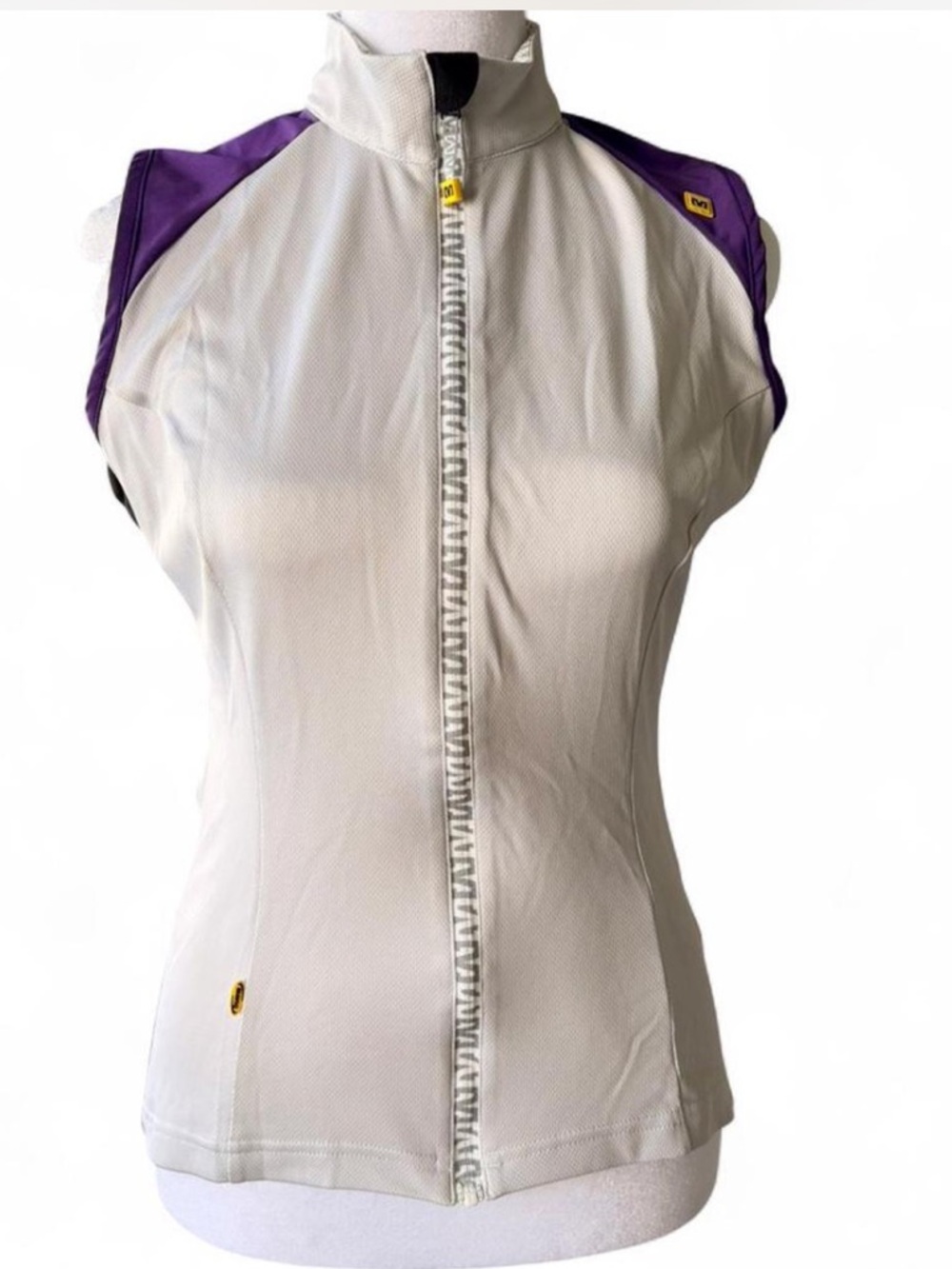 Mavi Sleeveless Zip-Front cycling Vest in White and Purple